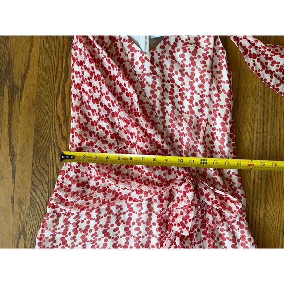 CAROLINA HERRERA New York Red Polka Dot 100% Silk Midi Dress Women's Size 6 - Picture 9 of 10